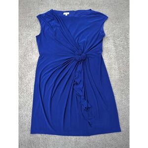 Jones Studio Sheath Dress Womens 22W PLUS Blue Ruched Rosette Boat Neck Cocktail